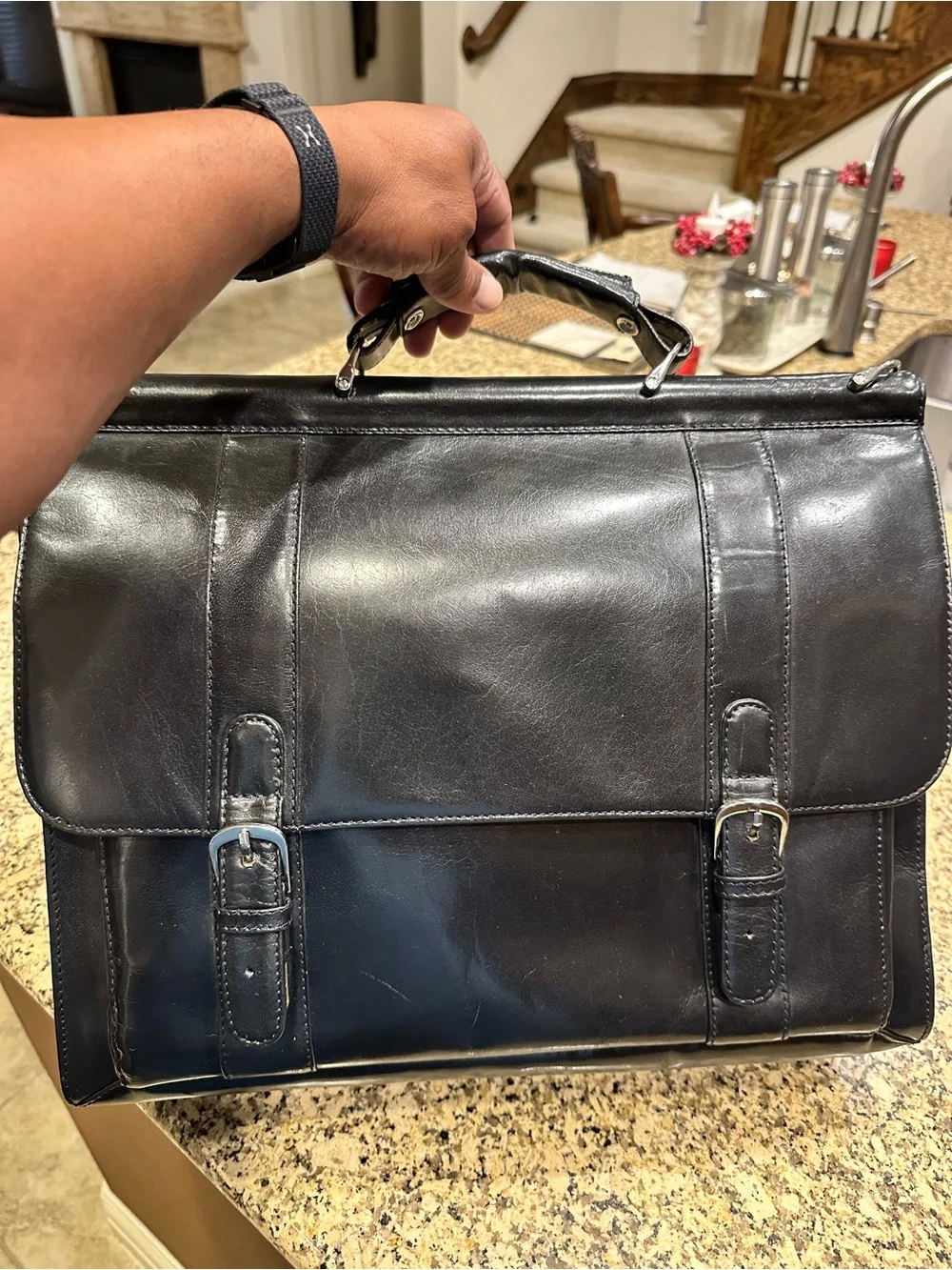 Bosca structured leather